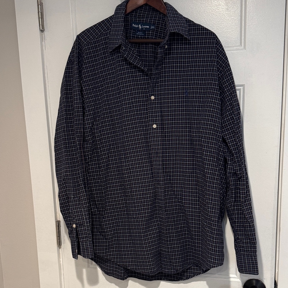 Ralph Lauren Men's Dark Blue Plaid Shirt